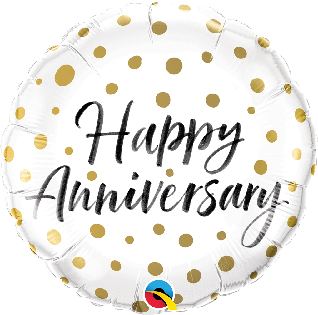 18 INCH FOIL HAPPY ANNIVERSARY GOLD DOTS 1CTL-