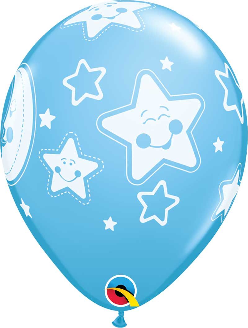 11 INCH LATEX RND SPEC AST BABY MOON & STARS 50CTP