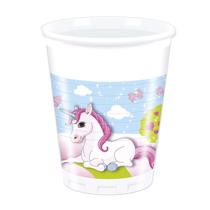 8 Piece Unicorn Plastic Cups 200ml