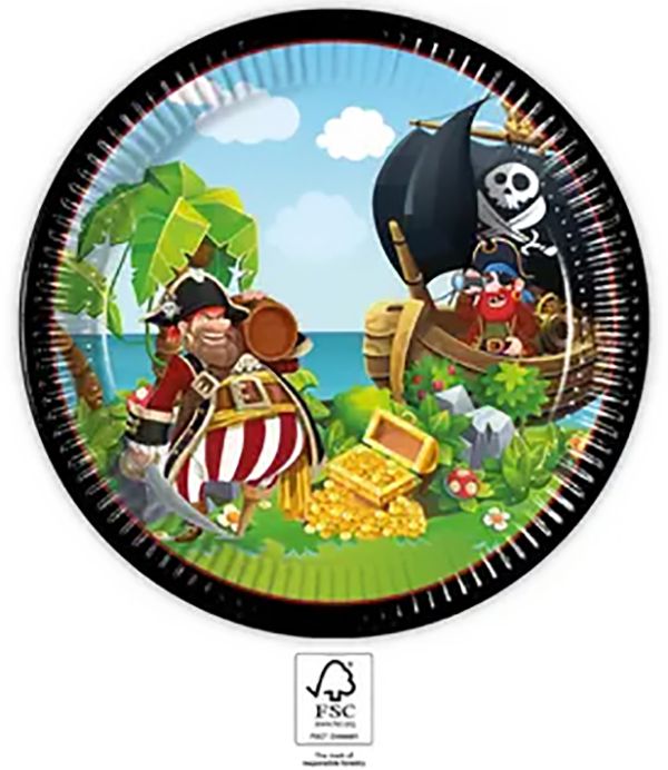 ISLAND PIRATES PAPER PLATES LARGE 23CM 8CT PET-