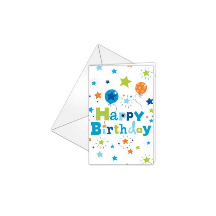 HAPPY BDAY BOY INVITATIONS & ENVELOPES 6CT