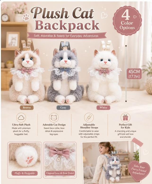 45cm Plush Cat Backpack