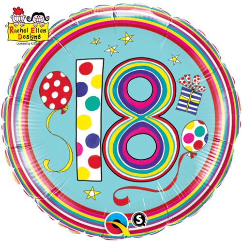 18 INCH FOIL AGE 18 POLKA DOT&STR RND 1CTP