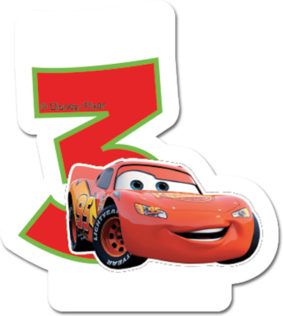 CARS 3 PARTY FAVOR B/DAY NUMERAL CANDLES NO 3 1CT