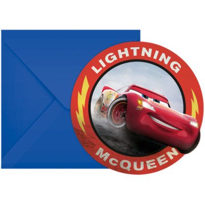 CARS LEGEND OF TRACK DIE CUT INVITE & ENVLPE 6CT