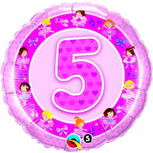 18 INCH FOIL AGE 5 PINK BALLER RND 1CTP