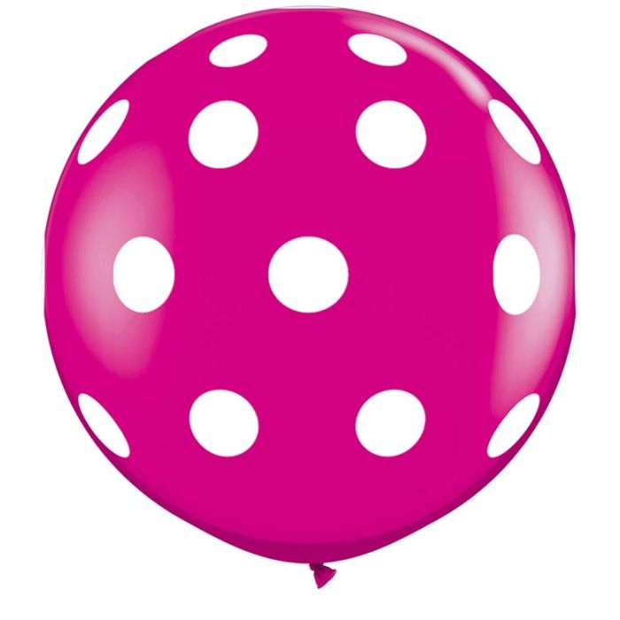 3 FT LATEX PRT BIG POLKA DOTS A RND WILD BERY 2CTP