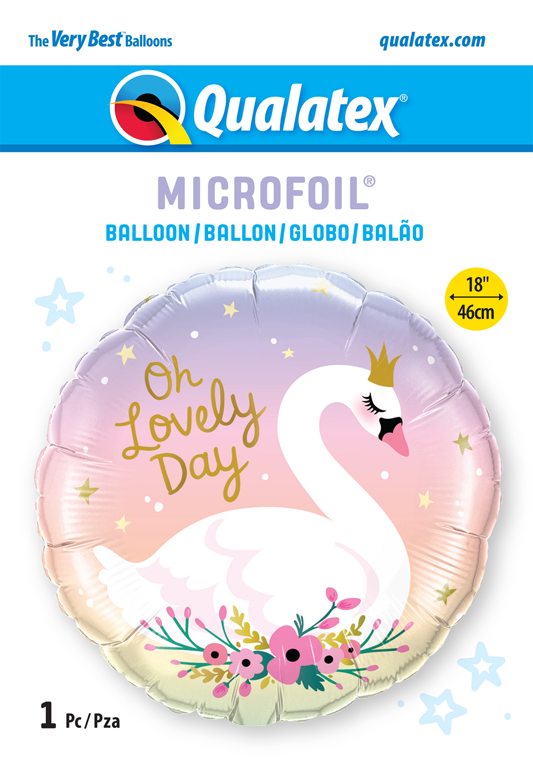 18 INCH FOIL RND OH LOVELY DAY SWAN 1 CTP