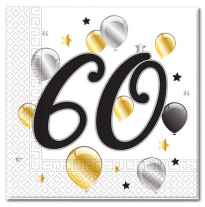 MILESTONE 60 BDAY BALLPON & STR TWO PLY NPK 20CT
