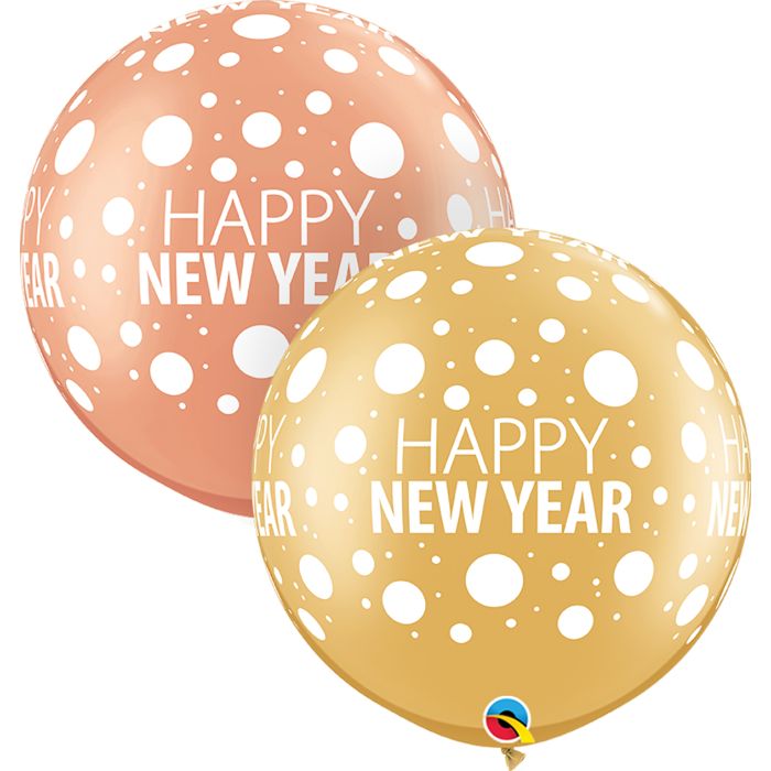 3 FT LATEX RND HAPPY NEW YEAR DOTS-A-ROUND2CTP