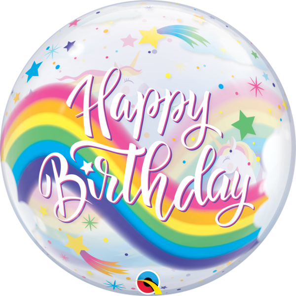 22 INCH SINGLE BUBBLE HAPPY BDAY UNICORN 1CTP