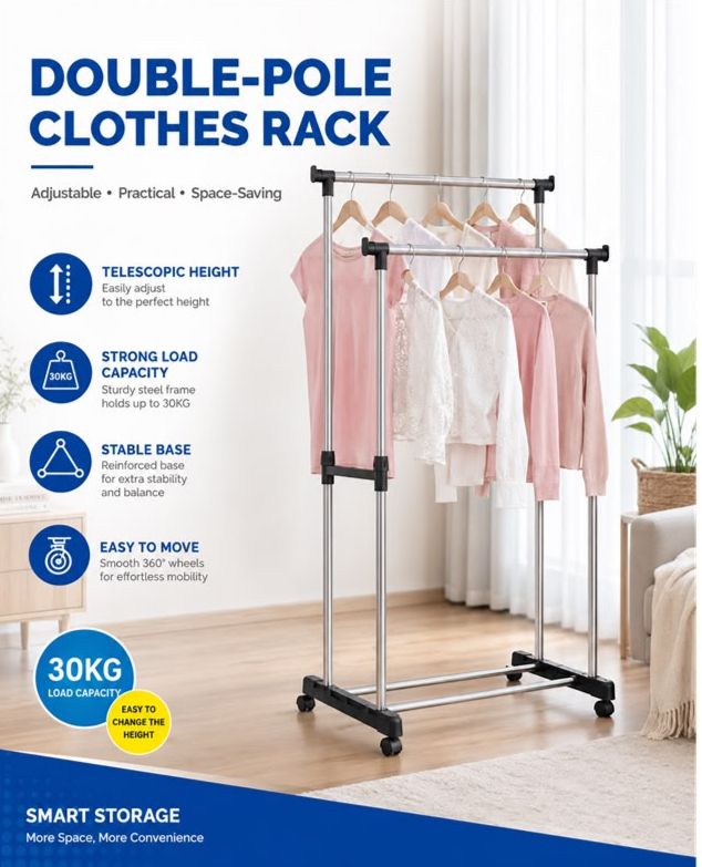 DOUBLE POLE  CLOTHES RACK