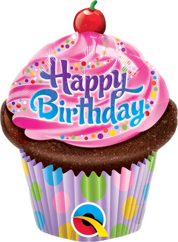 14 INCH FOIL SHAPE BIRTHDAY FROSTED CUPCAKE 1CTL