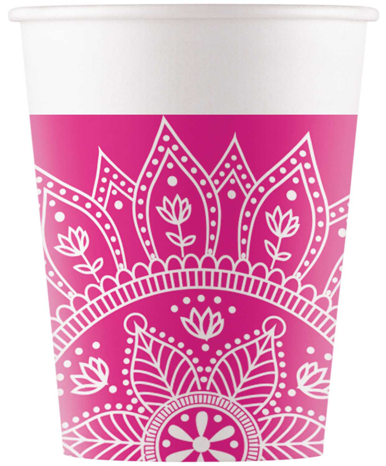 MANDALA FUCHSIA PAPER CUPS 200ML 8CT