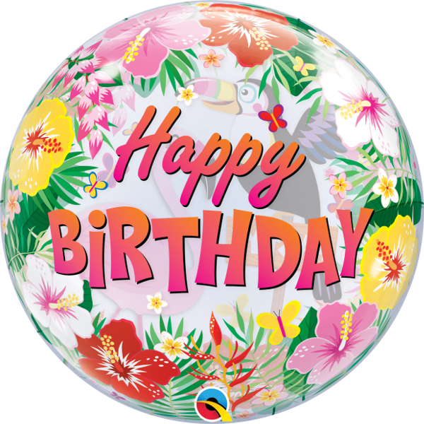 22 INCH SINGLE BUBBLE TROPICAL HAPPY BIRTHDAY 1CTP