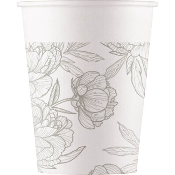 OIL FLOWERS DRAWING PAPER CUPS 200ML 8CT