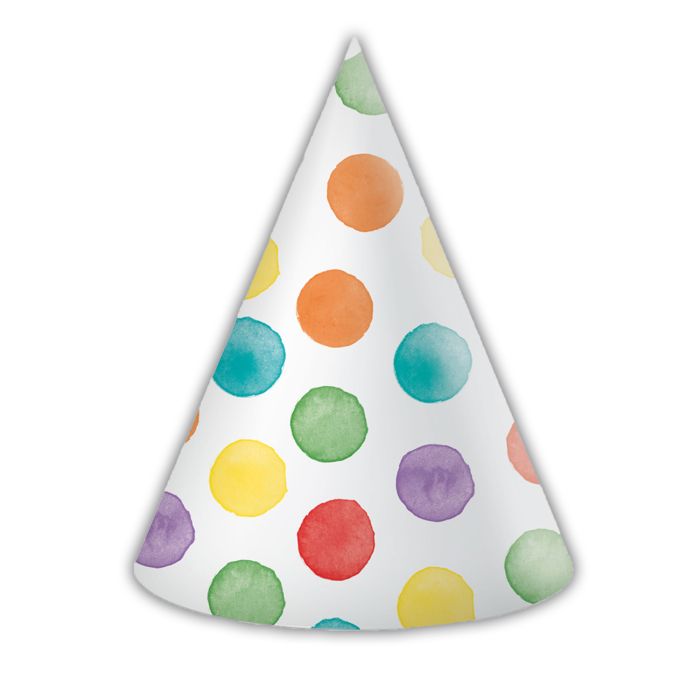 6 Piece Multi Water Colour Dots Hats