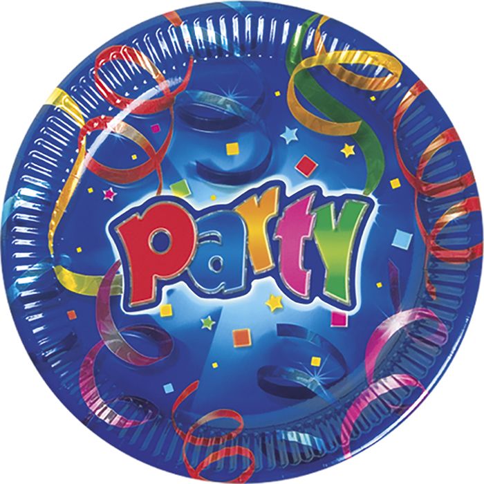 PARTY STREAMERS PLATES LARGE 23CM 8CT