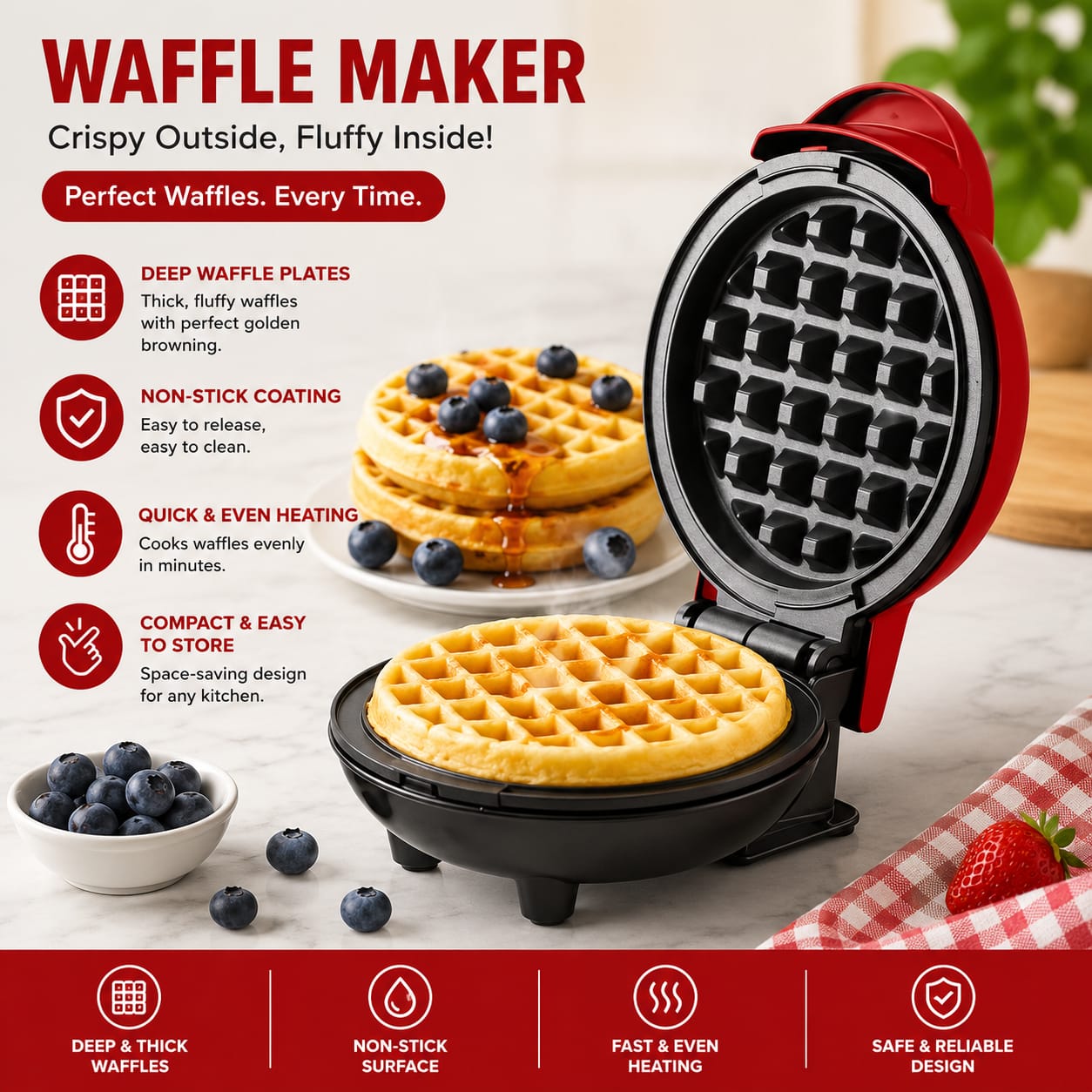 Ackiliss Mini Waffle Maker