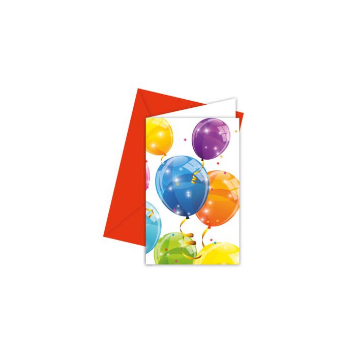 SPARKLING BALOON INVITATIONS & ENVELOPES 6CT