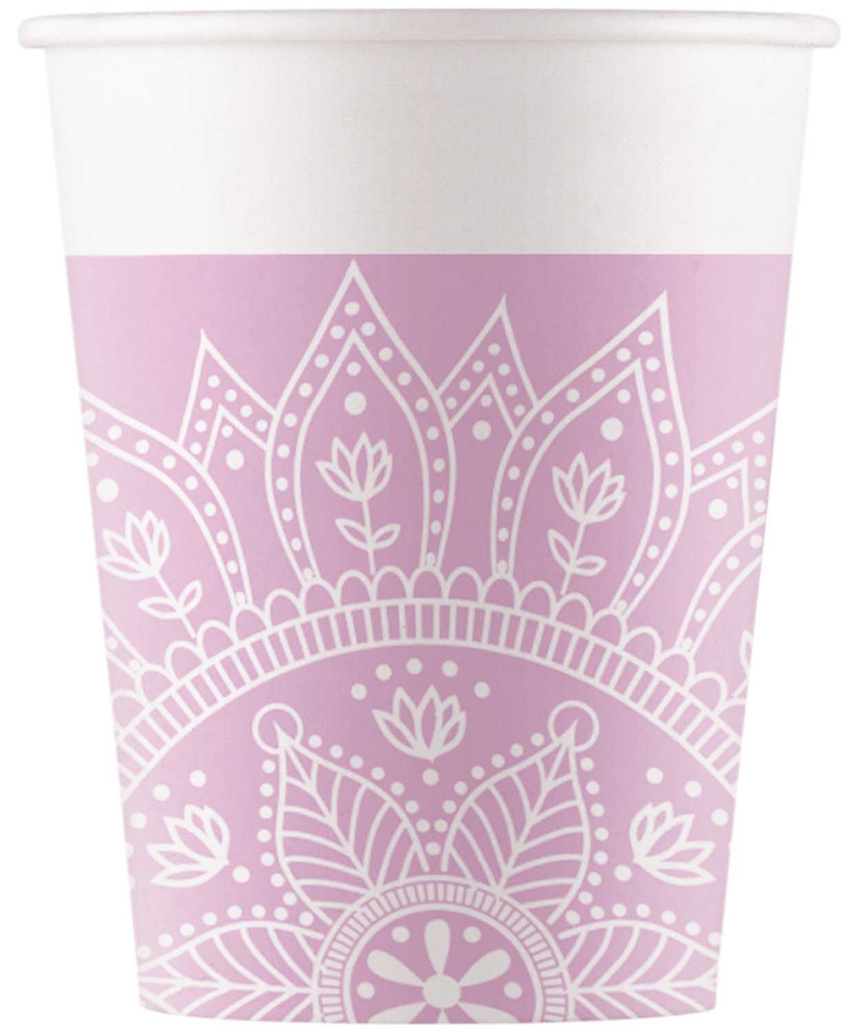 MANDALA PURPLE PAPER CUPS 200ML 8CT