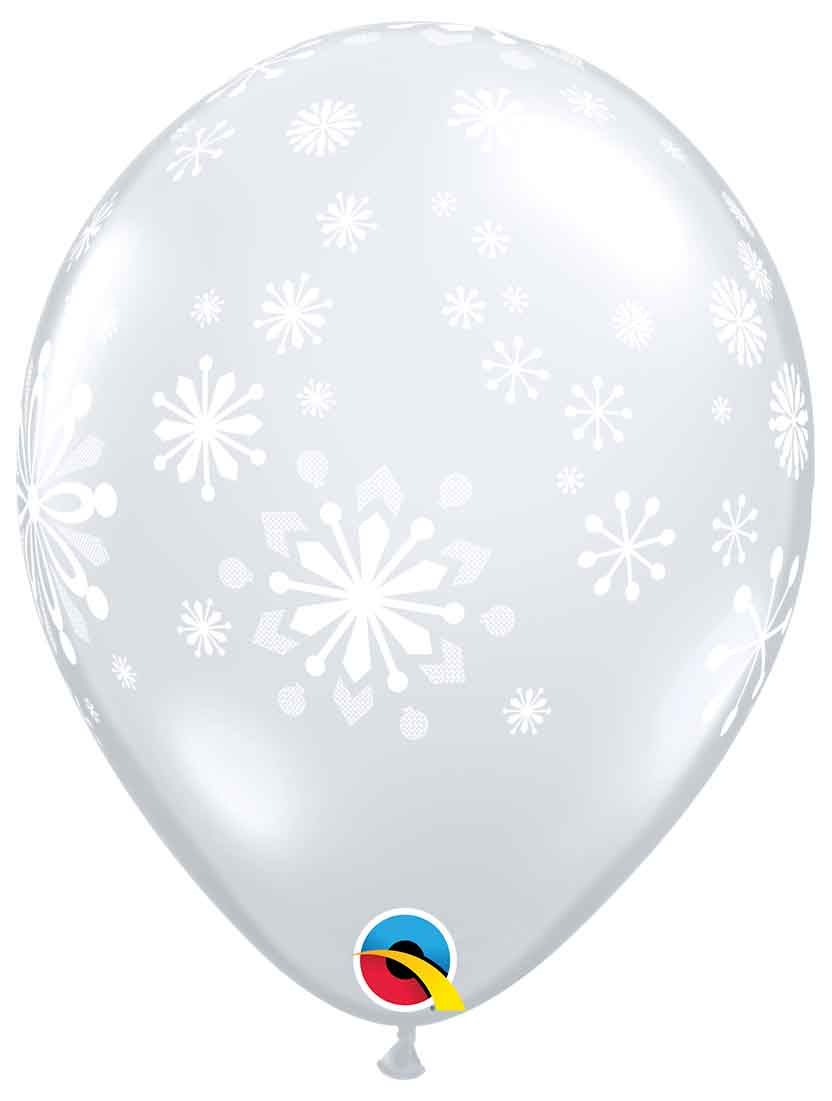 11 INCH LATEX CONTEMPORARY SNOWFLAKES 50CTP
