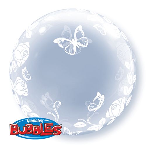 24 INCH DECO BUBBLE ELEGANT ROSE & BUTTERFLY 1CTP