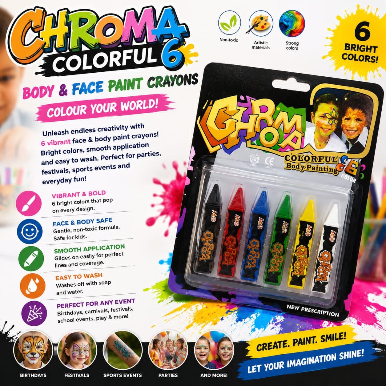 6PC Body And Face Paint