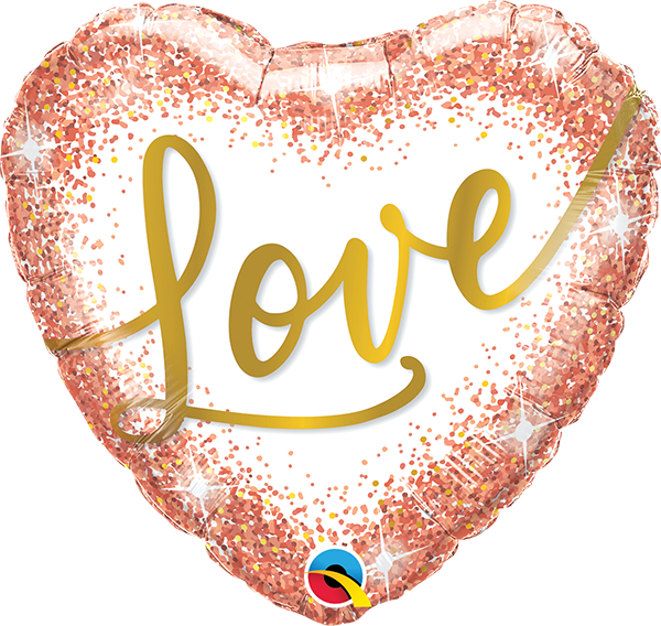 18 INCH FOIL LOVE ROSE GOLD GLITTER DOTS 1CTP