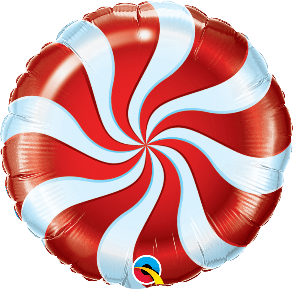 18 INCH FOIL RND CANDY SWIRL RED 1CTP