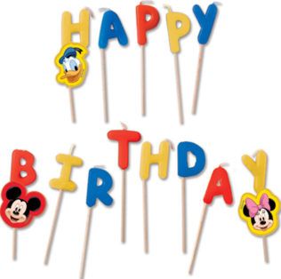 PLAYFUL MICKEY HAPPY B/D TOOTHPICK CANDLES