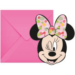 MINNIE TROPICAL DIE CUT INVITATIONS&ENVELOPES 6CT
