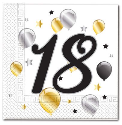MILESTONE 18 BDAY BALLOON & STR 2 PLY NPKN 20CT-