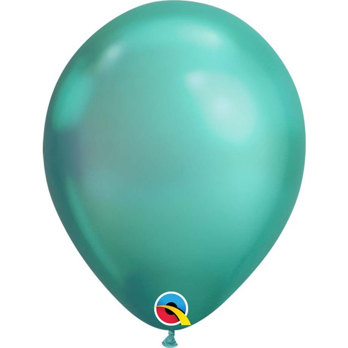 11 INCH LATEX RND CHROME GREEN 100CTP