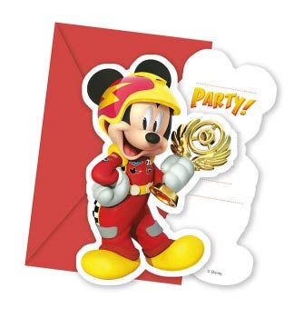 MICKEY ROADSTER RACERS DIE CUT INVITE&ENVELOPE 6CT