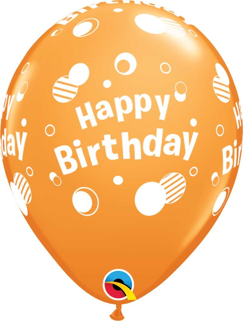 11 INCH LATEX RND HAPPY BDAY POLKA DOTS 50CTP
