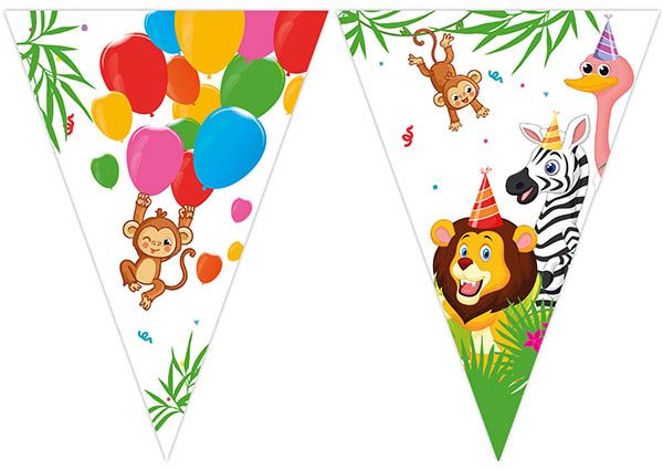 JUNGLE BALLOONS PAPER TRIANGLE FLAG BANER 9FLG 1CT
