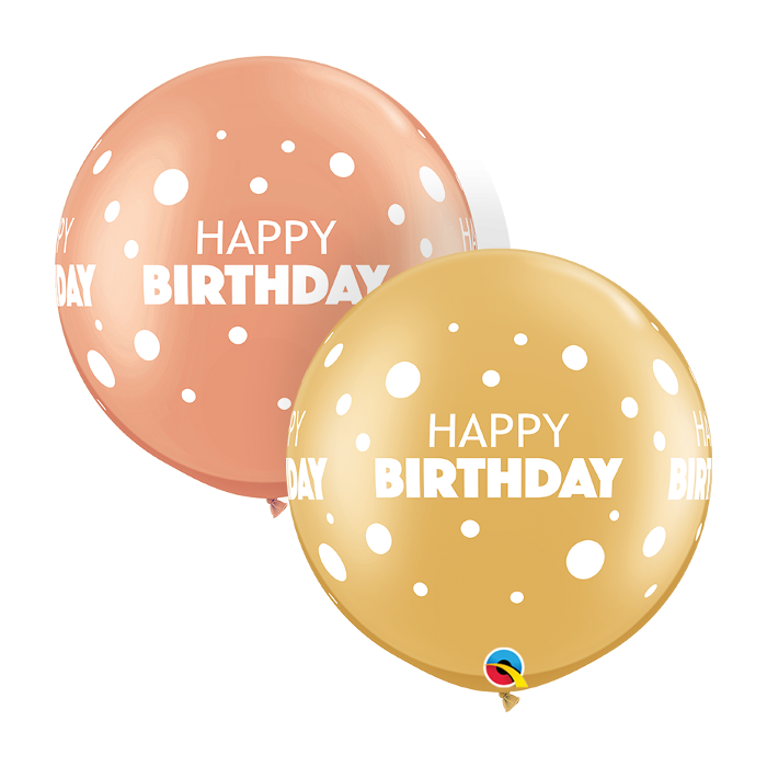 3 FT LATEX BDAY BIG & LITTLE DOTS ASST 2CTP