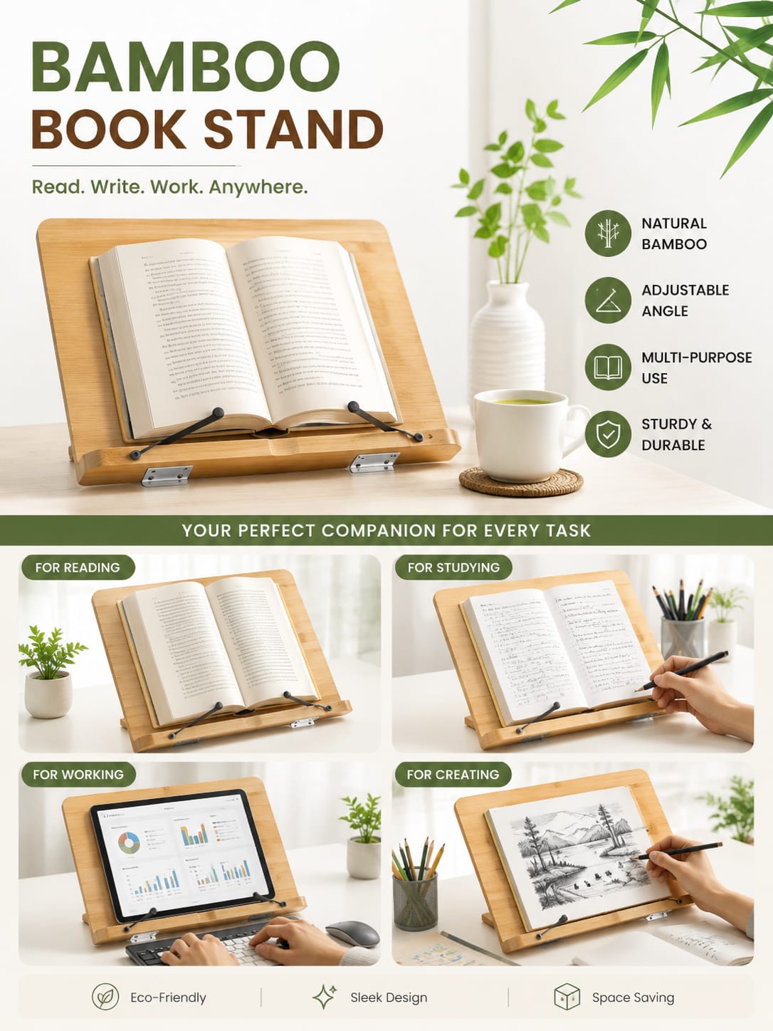 Bamboo Book Stand