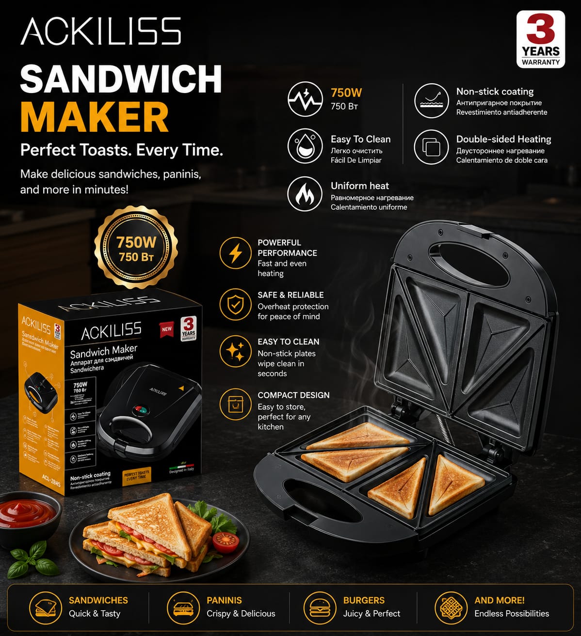 ACKILISS Sandwich Maker