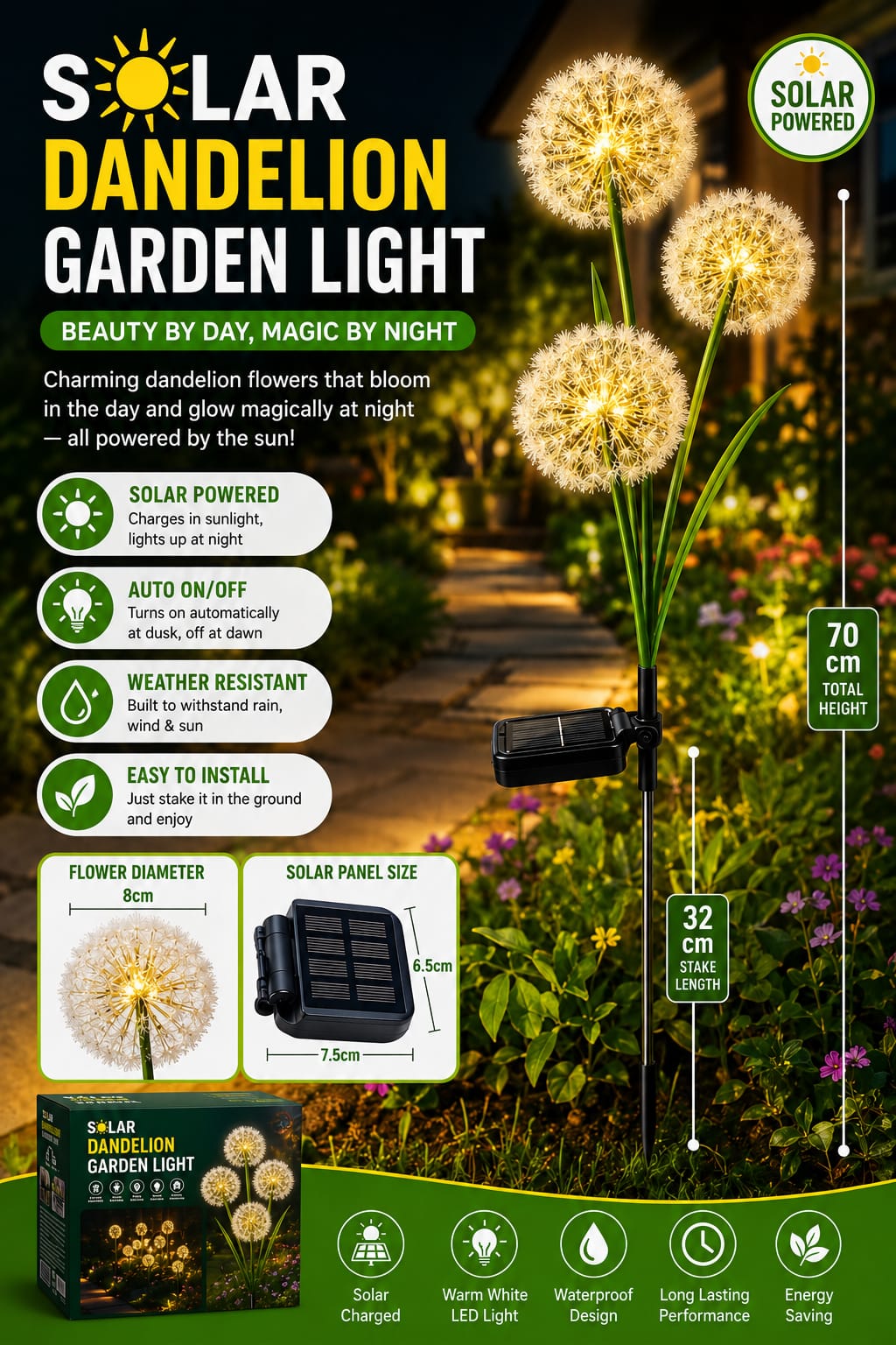 Solar Dandelion Garden Light