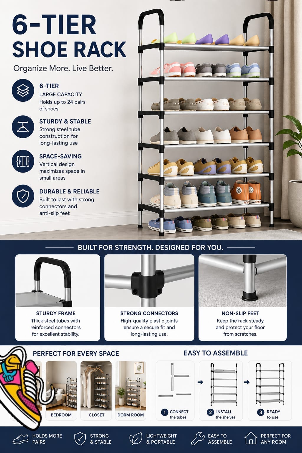 6 Tier Shoe Rack