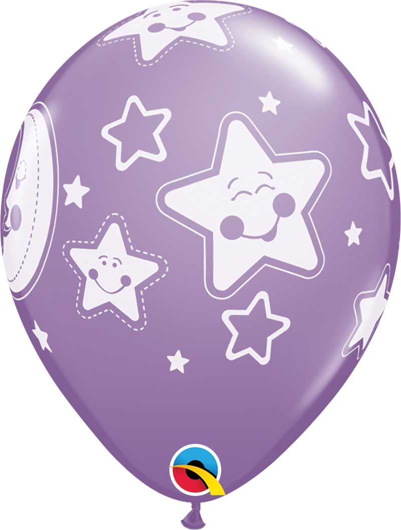 11 INCH LATEX RND SPEC AST BABY MOON & STARS 50CTP