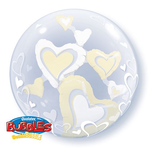 24 INCH DOUBLE BUBBLE ROUND WHT&IV HRT 1CTP