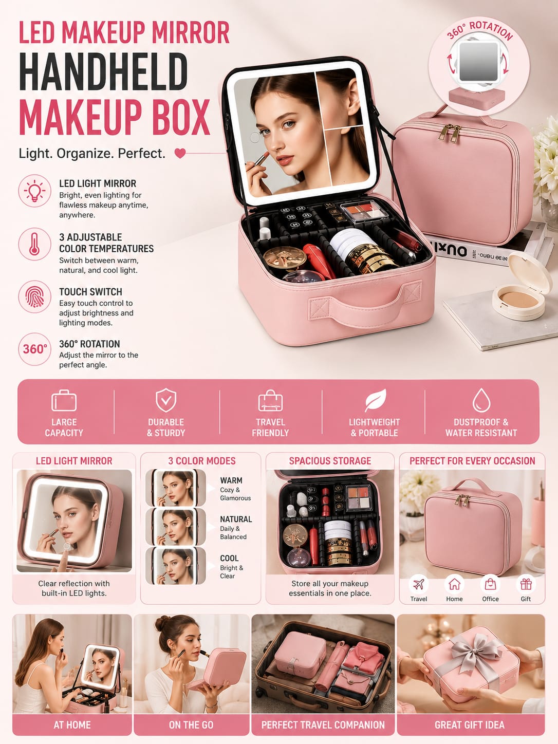 LED Mirror Makeup Box