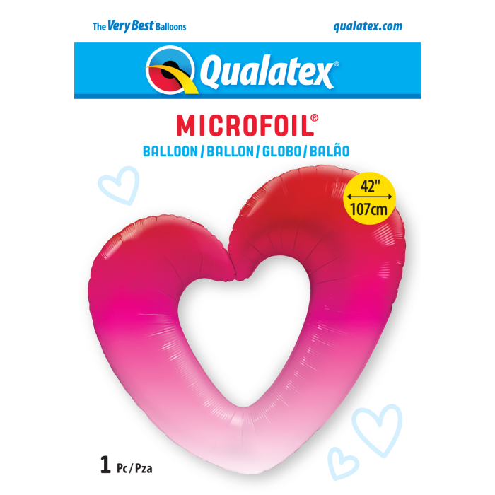 42 INCH FOIL PINK OMBRE HEART 1CTP
