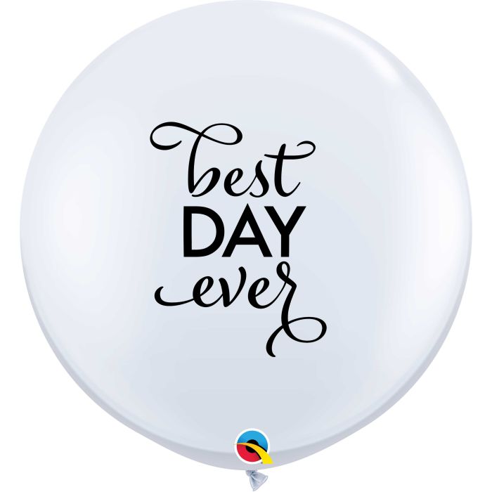 3 FT LATEX RND PRT WHITE BEST DAY EVER 2CTP