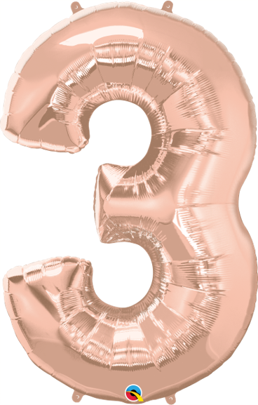 34 INCH FOIL NUMBER 3 ROSE GOLD 1CTP