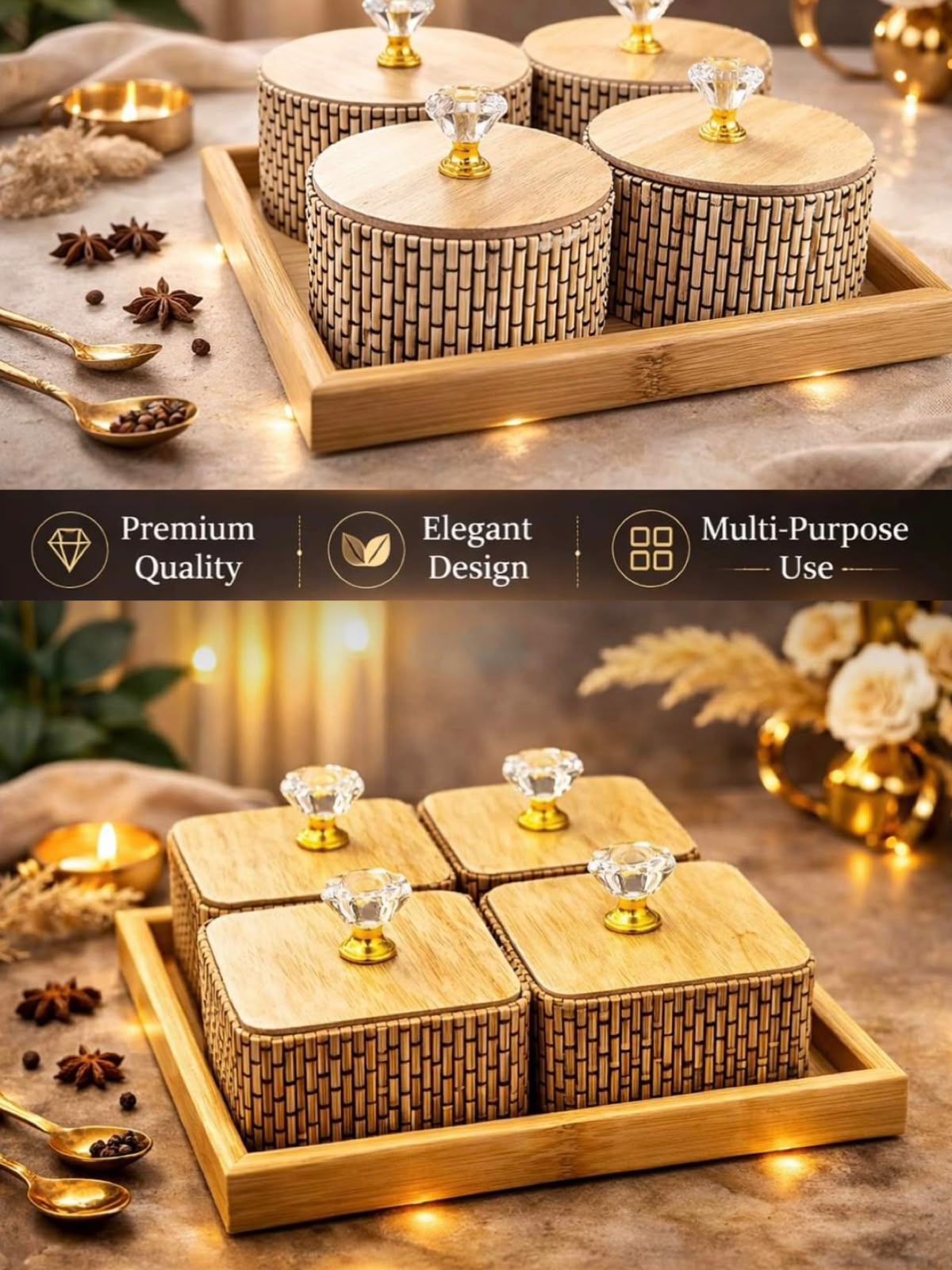 Bamboo Snack Serving Tray