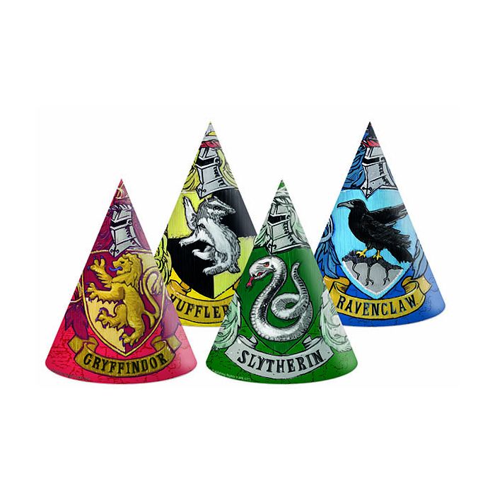 HARRY POTTER HOGWARTS HOUSE PAPER HATS 6CT